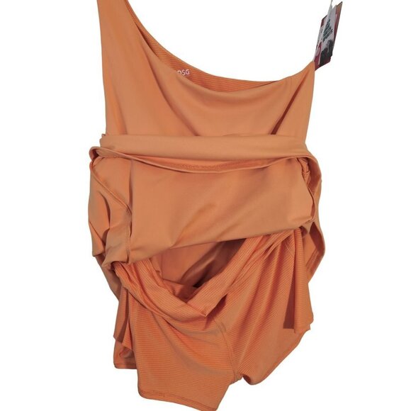 DSG Athletic Dress Womens XXL Orange Removable Shorts One Shoulder Attached Bra - Picture 2 of 16